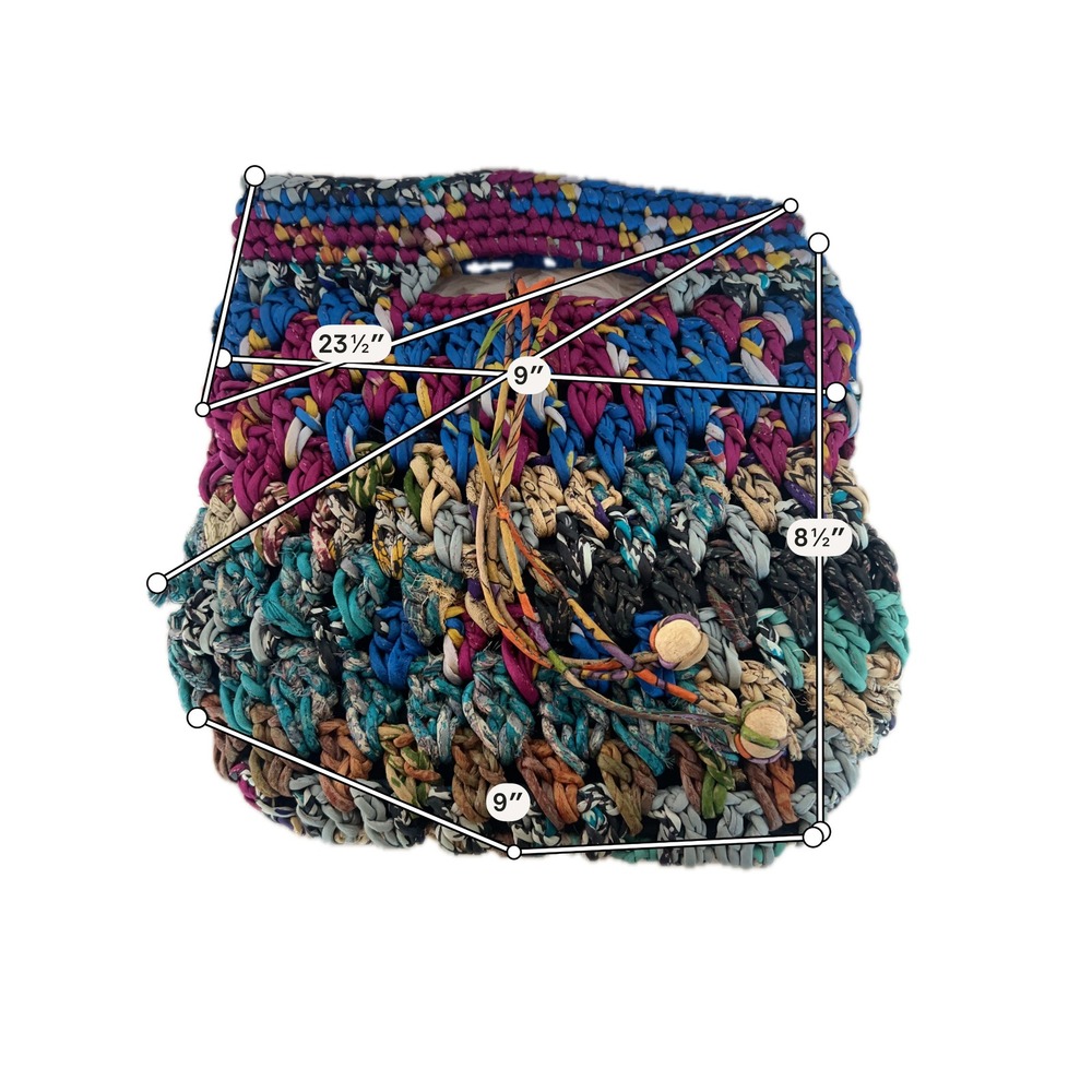 Chan Luu Crochet Handbag Tote Textile Small Boho Fabric Knit Bag Hippie Upcycled - Picture 6 of 12